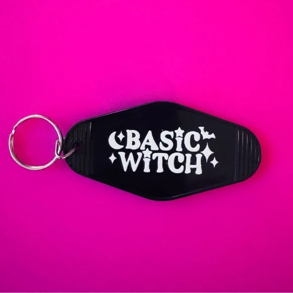 3/$9 Basic Witch Black Motel Keychain | Spooky Cute Gift | Goth Witchy - Picture 2 of 6